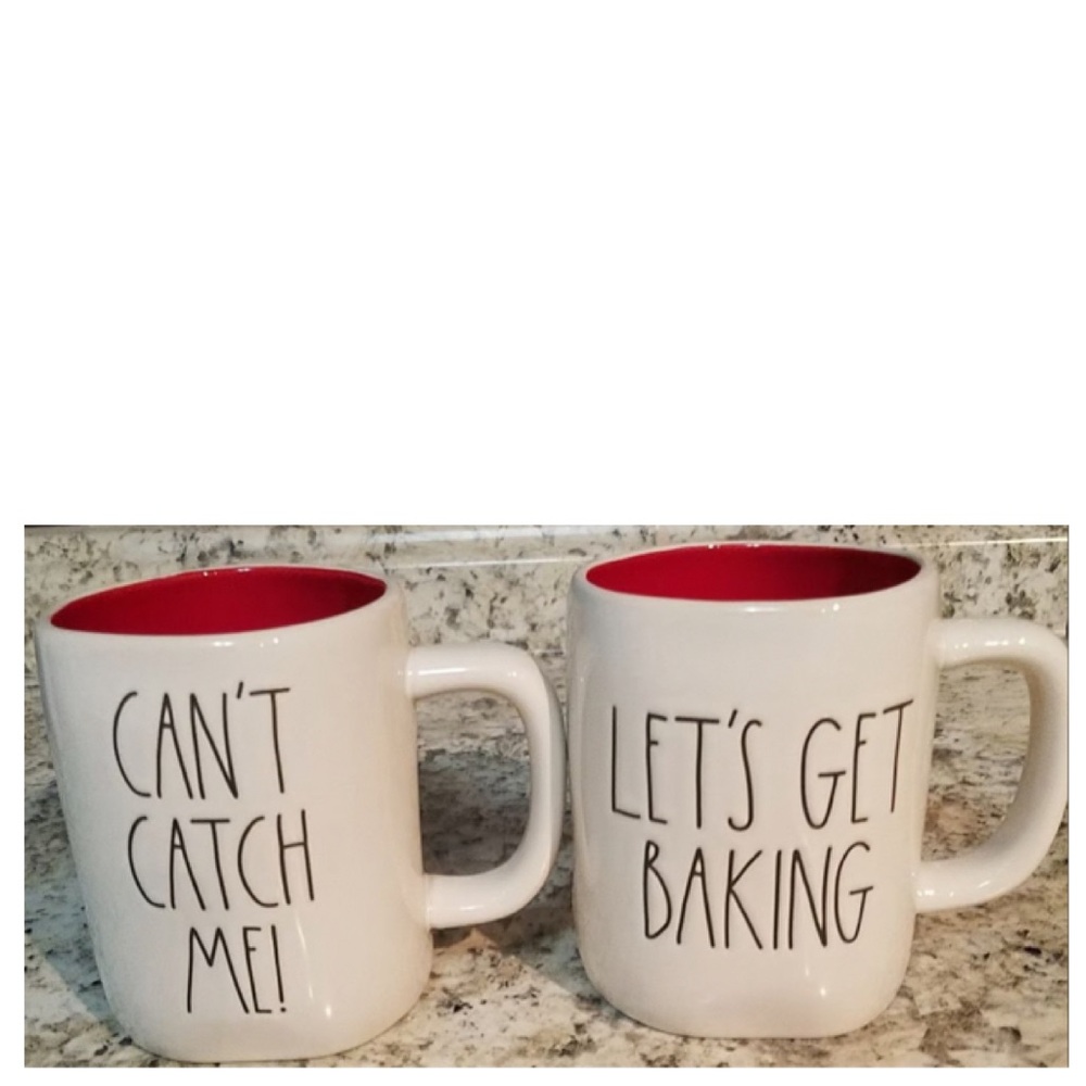 NEW Rae Dunn Can’t Catch Me & Let’s Get Baking Mug Set Double Sided